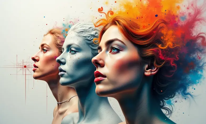 Colagem de diversas modalidades artísticas interconectadas.