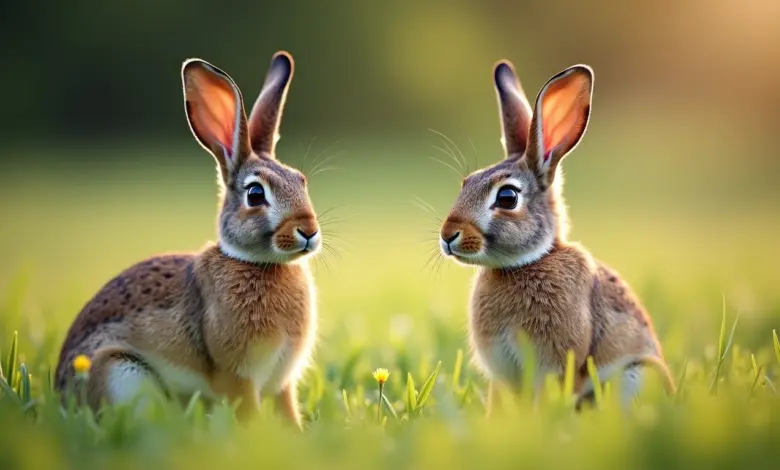 Comparação entre lebre e coelho em campo brasileiro.