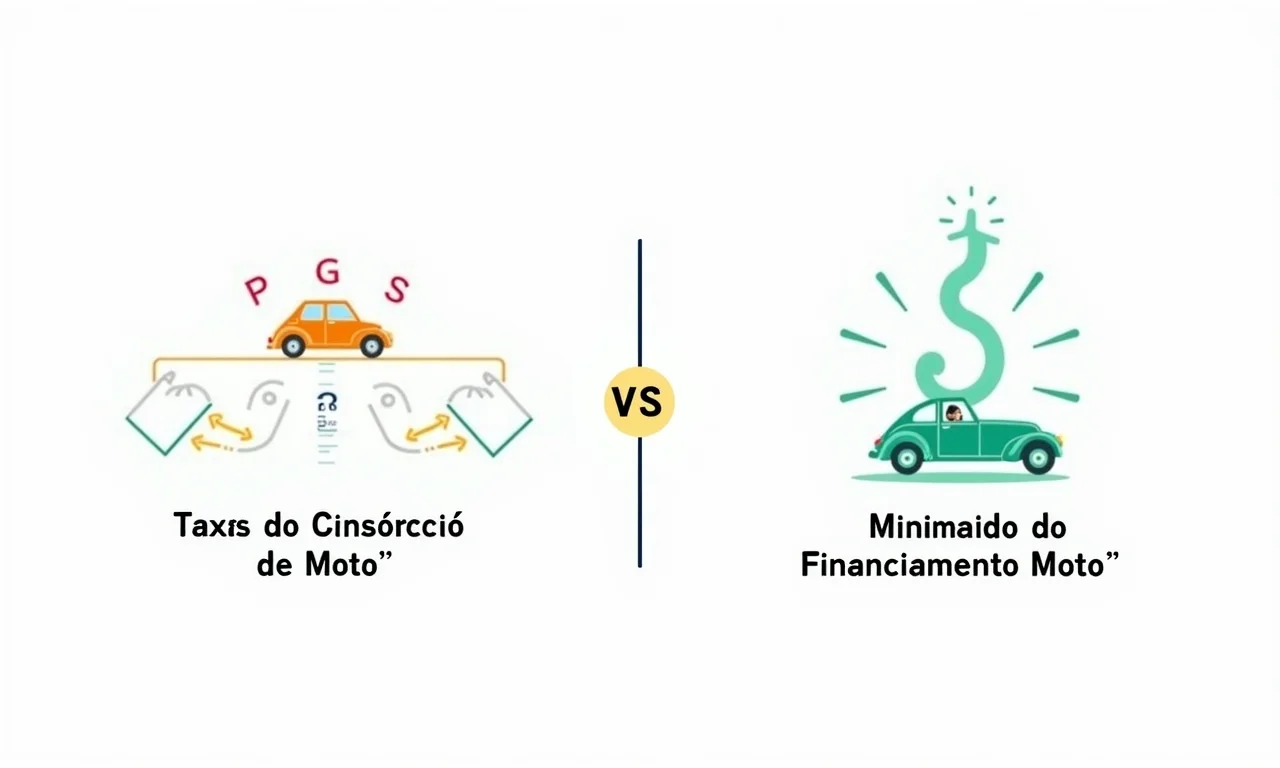 Comparativo visual das taxas do consórcio e do financiamento de moto.