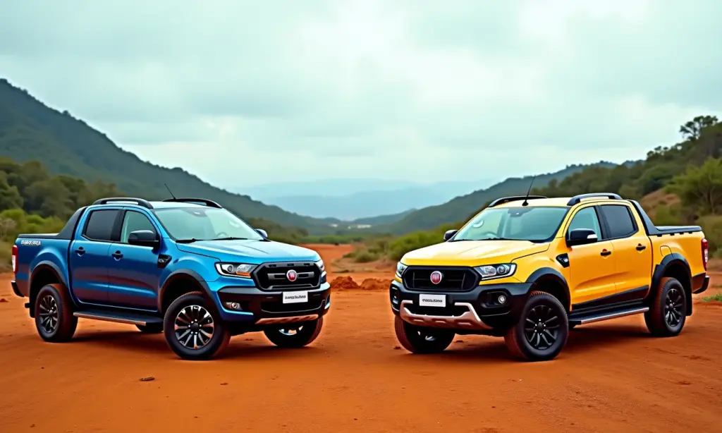 Qual A Diferença Entre A Strada Volcano E Ranch? Comparativo visual entre Fiat Strada Volcano e Ranch em cenário brasileiro.