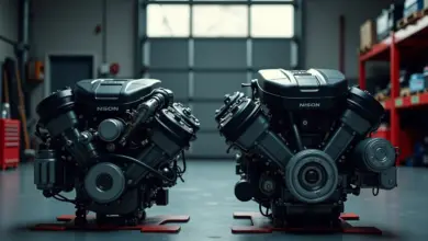 Comparativo visual entre motor 1.0 e 1.6, destacando o tamanho e componentes.