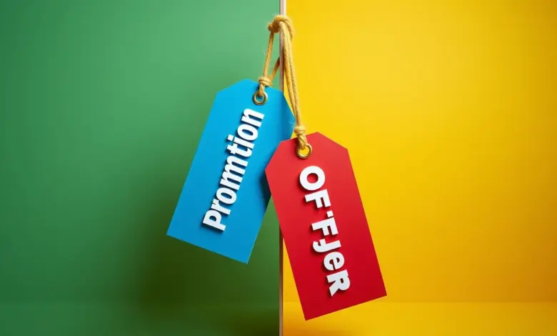 Comparativo visual entre promoção e oferta, destacando as diferenças em um contexto de compra.