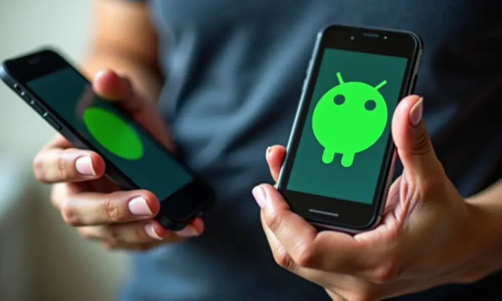 Qual A Diferença Entre Android E Smartphone? Comparativo visual entre um smartphone Android e um smartphone genérico, destacando as diferenças.