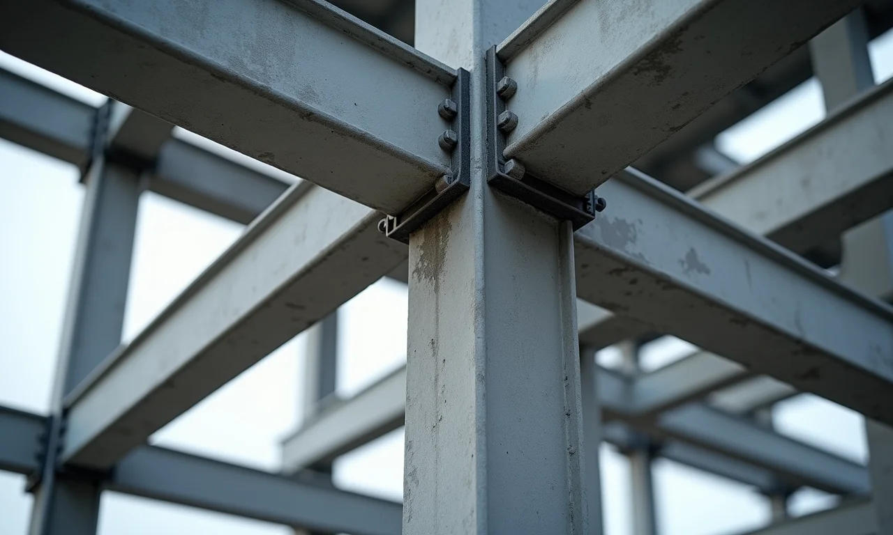 Conexões seguras entre colunas de aço e vigas de concreto.