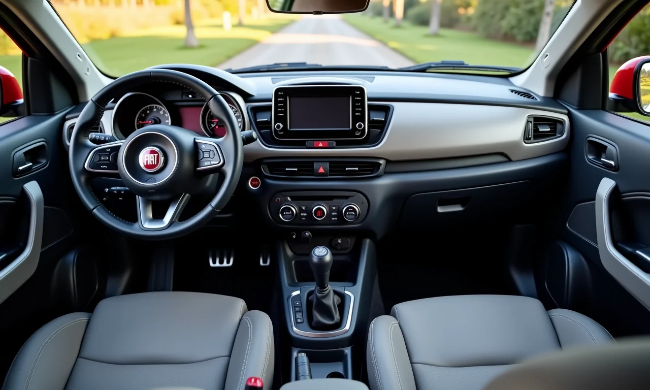 Detalhes internos das Fiat Strada Volcano e Ranch, mostrando design e acabamento.