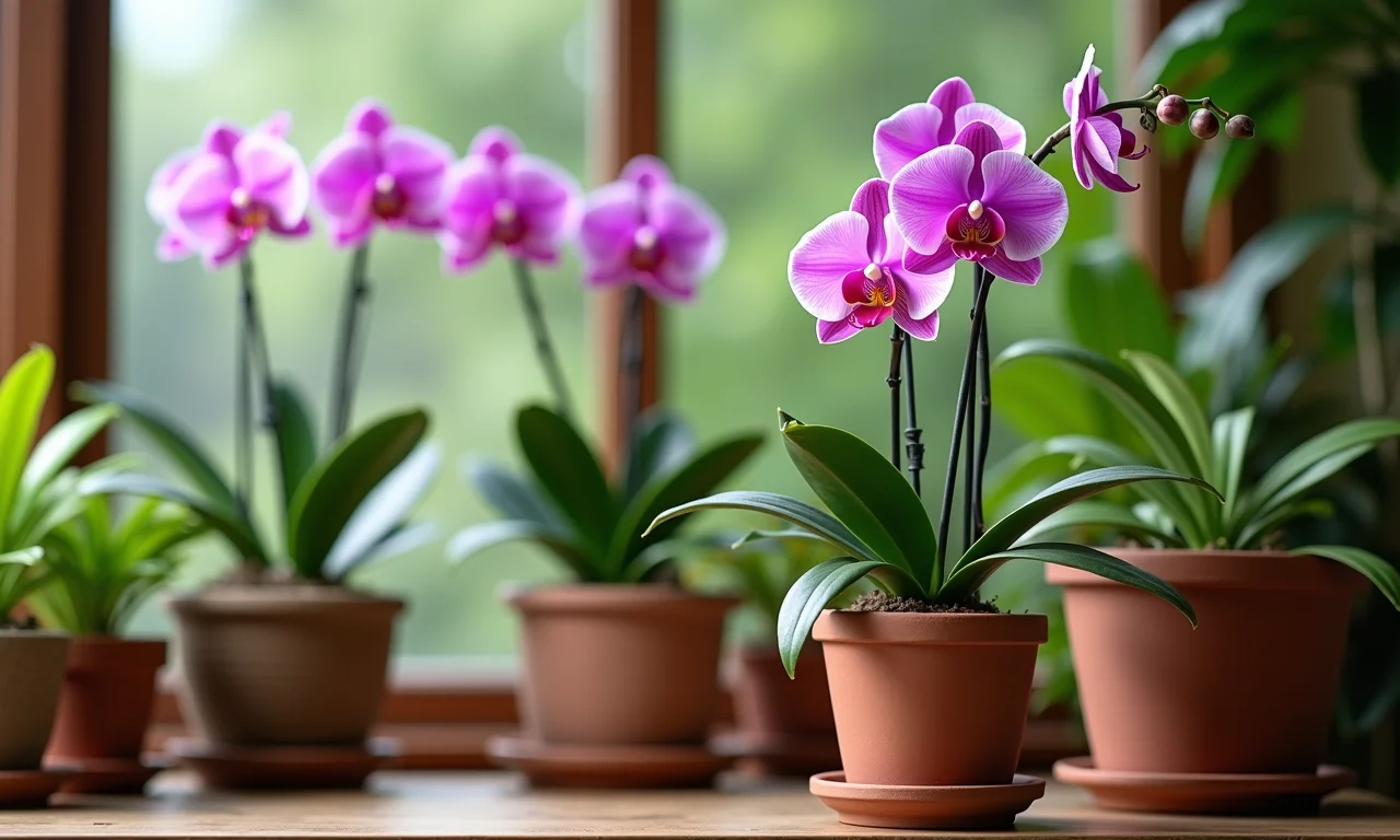 Diferentes tamanhos de vasos para orquídeas Vanda.