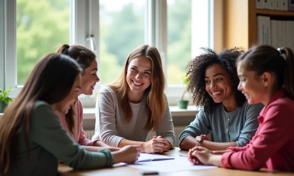 Qual A Diferença De Educação Inclusiva E Educação Especial? Educadores diversos colaborando em sala de aula inclusiva.