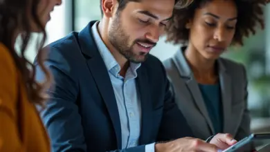 Equipe diversa utilizando WhatsApp Business API para comunicação eficiente.