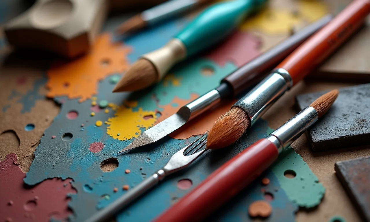 Ferramentas artísticas representando a linguagem da arte.