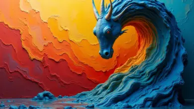 Fusão artística de pintura 2D e escultura 3D, representando a diferença entre as dimensões.