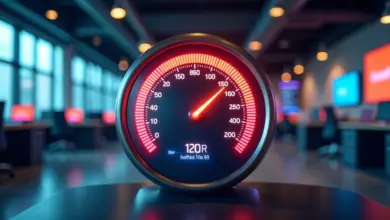 Gráfico de velocímetro mostrando o progresso em direção a metas.