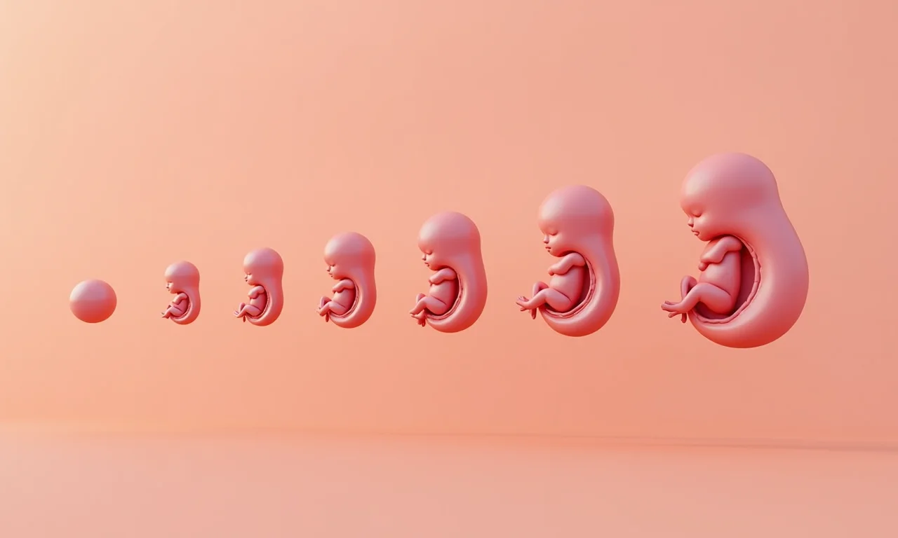 Ilustração do desenvolvimento fetal durante a gravidez.