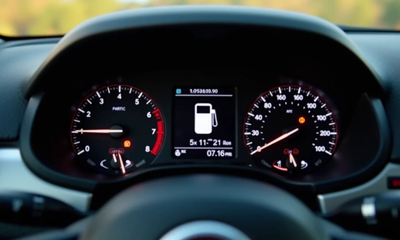 Indicador de consumo de combustível da Fiat Strada.