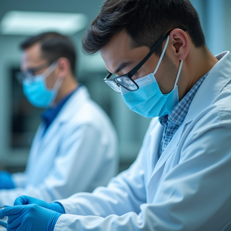 Investigador forense usando tecnologia de sequenciamento de DNA.