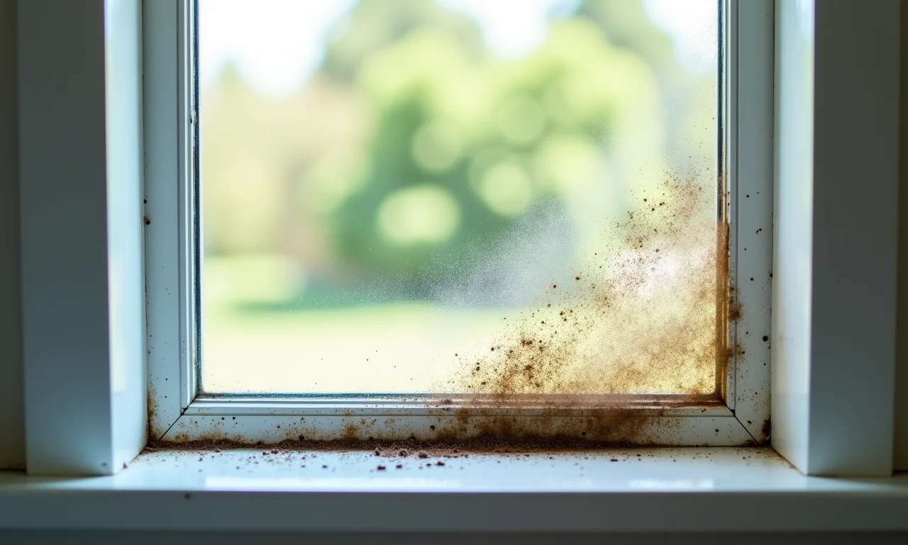 Janela de alumínio suja e limpa, mostrando a diferença.