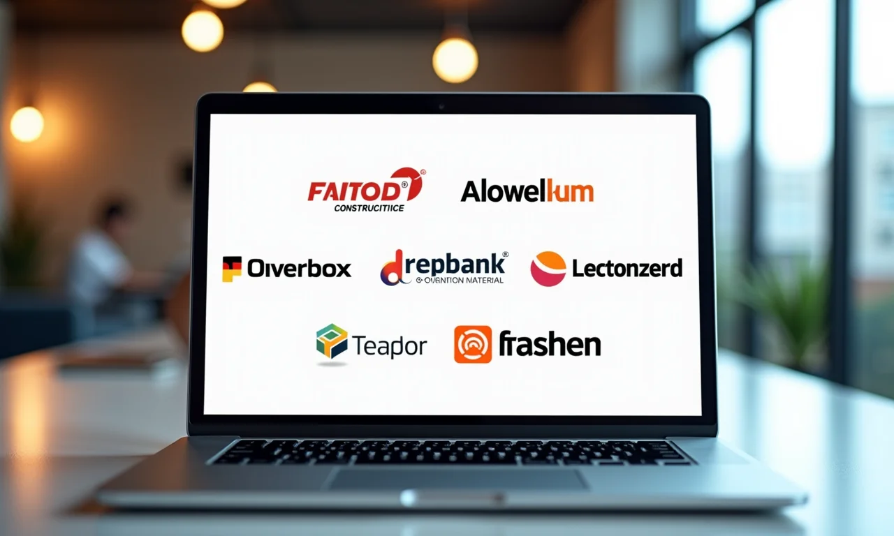 Logotipos de softwares para gestão de estoque de materiais de construção.