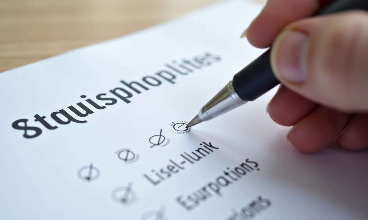 Mão preenchendo questionário estruturado com opções de múltipla escolha.