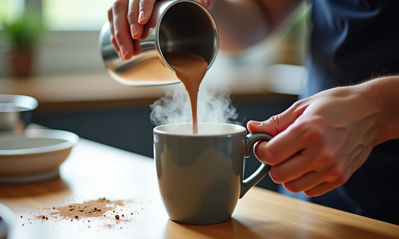 Mãos preparando Toddy cremoso, passo a passo