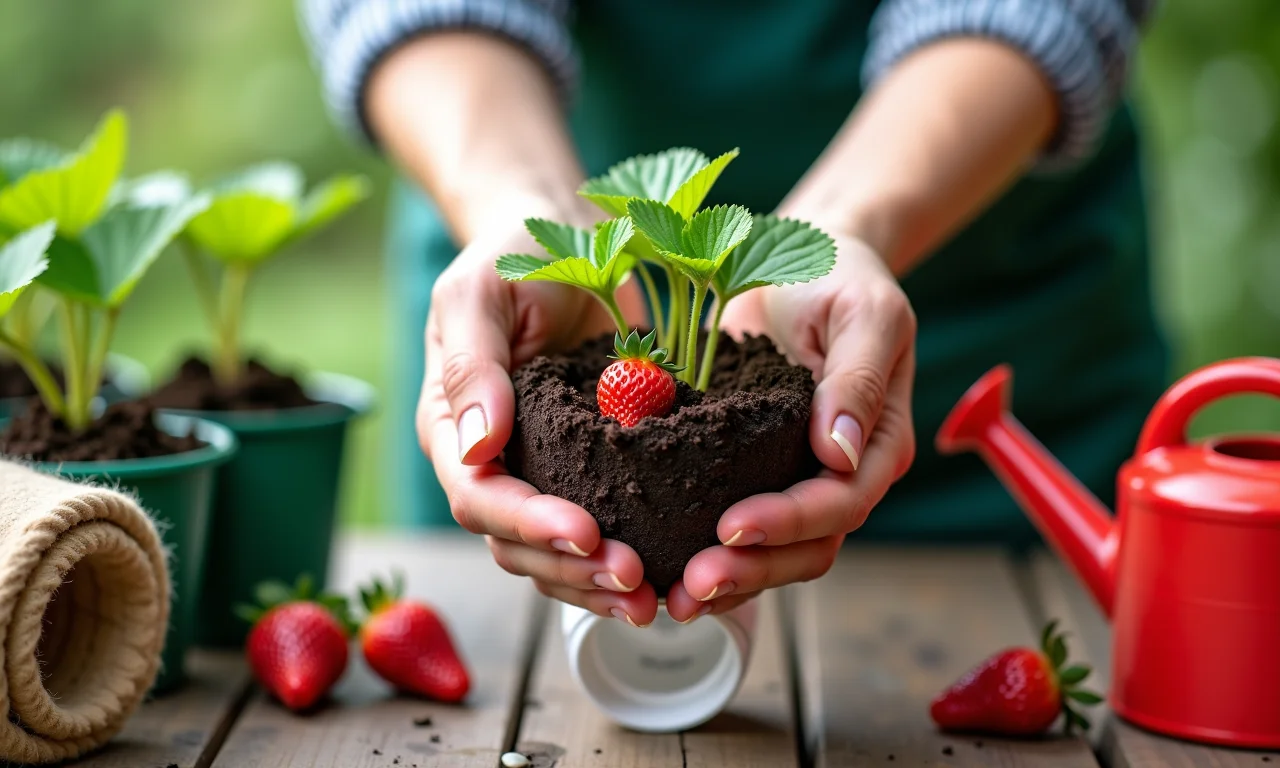 Materiais para montar horta vertical de morangos em canos de PVC.