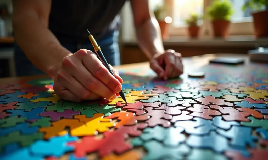 Effectuation A Lógica Empreendedora Para Lidar Com Incertezas Mosaico vibrante sendo construído por mãos diversas, simbolizando effectuation.