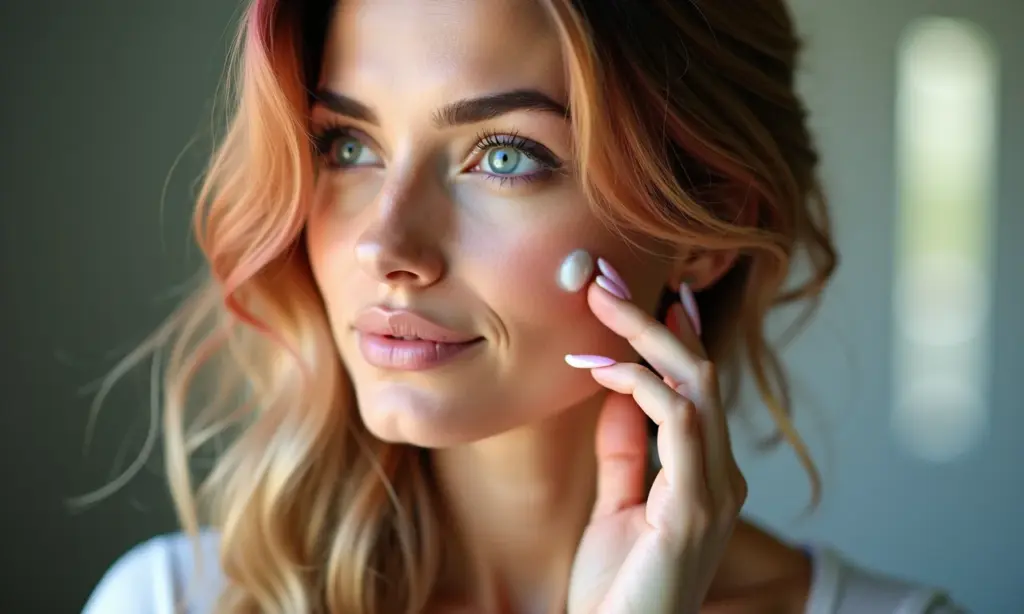 Qual A Diferença Entre Coloração E Tonalizante? Mulher aplicando tonalizante em cabelo colorido, demonstrando a diferença entre coloração e tonalizante.