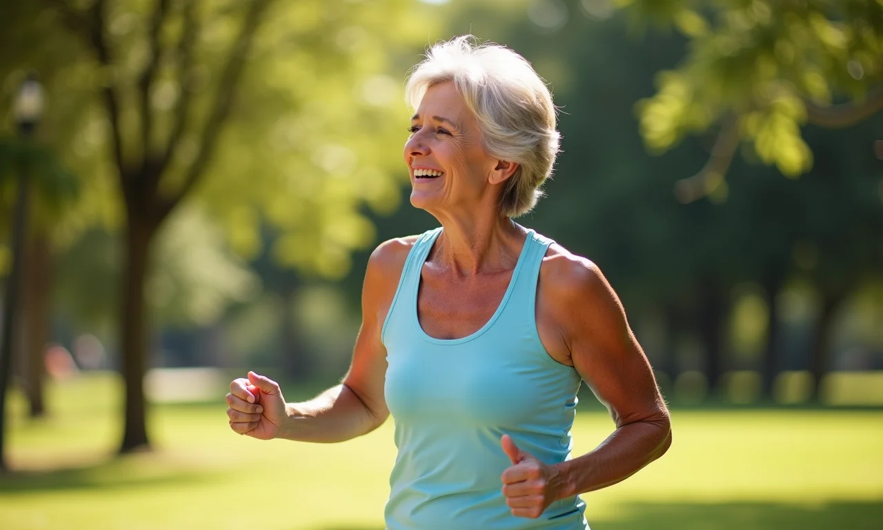 Mulher idosa se exercitando, ilustrando como a inflamação impacta no envelhecimento e a importância do exercício.