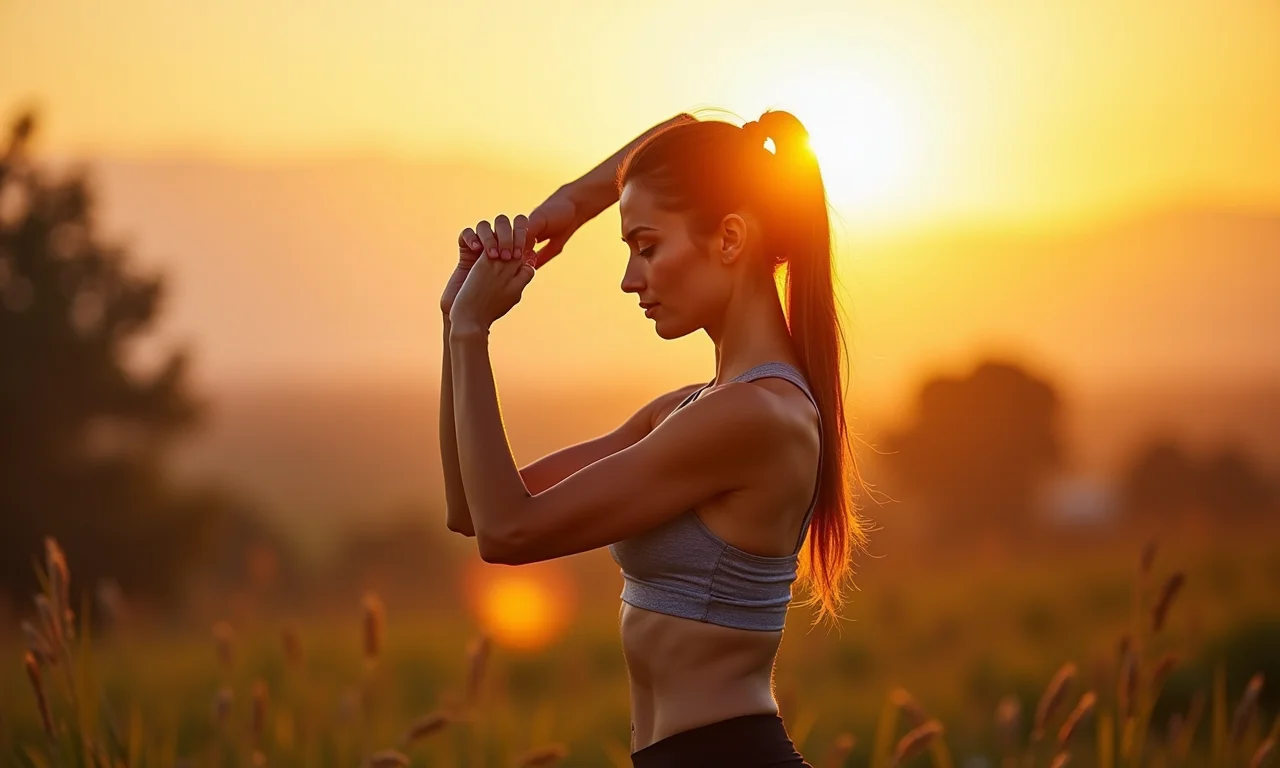 Mulher praticando yoga ao ar livre para flexibilidade.