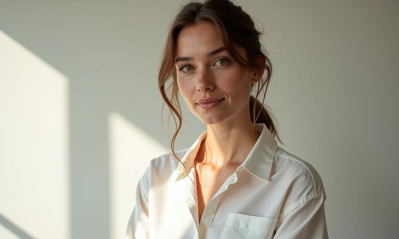 Mulher usando camisa sustentável da Osklen.