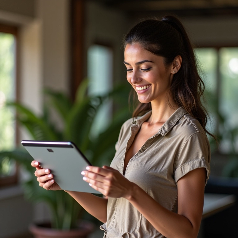 Mulher usando planilha facilitadora com a função MUDAR.