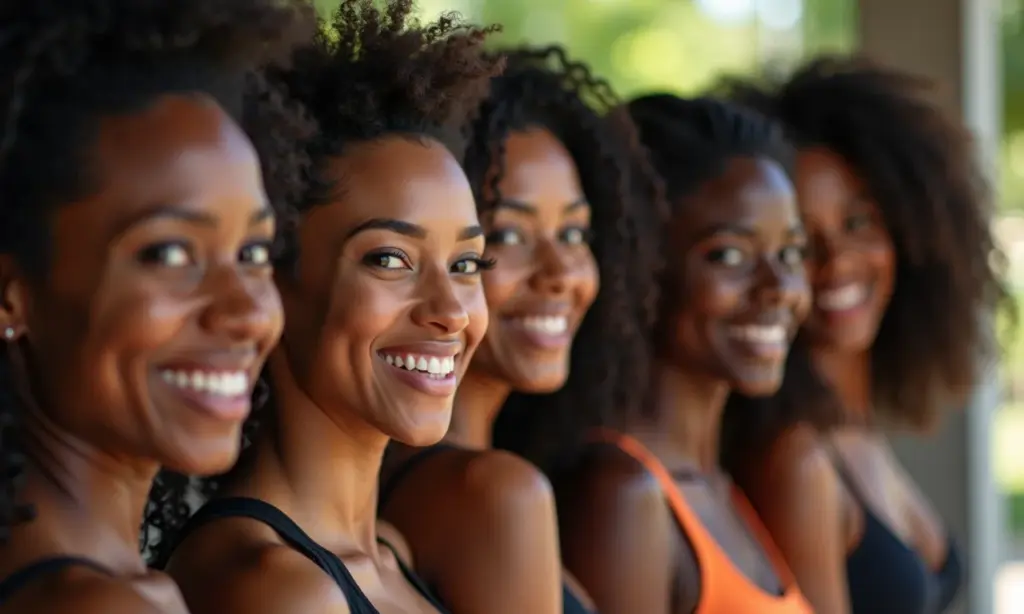 Qual A Diferença Entre Lace E Peruca? Mulheres diversas exibindo perucas e laces com sorrisos genuínos.