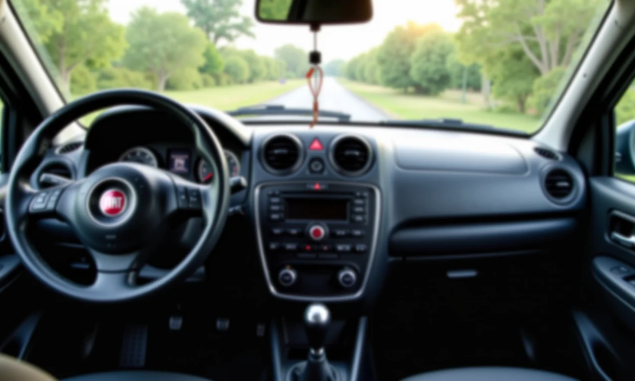 Painel da Fiat Strada com destaque para os recursos de segurança.