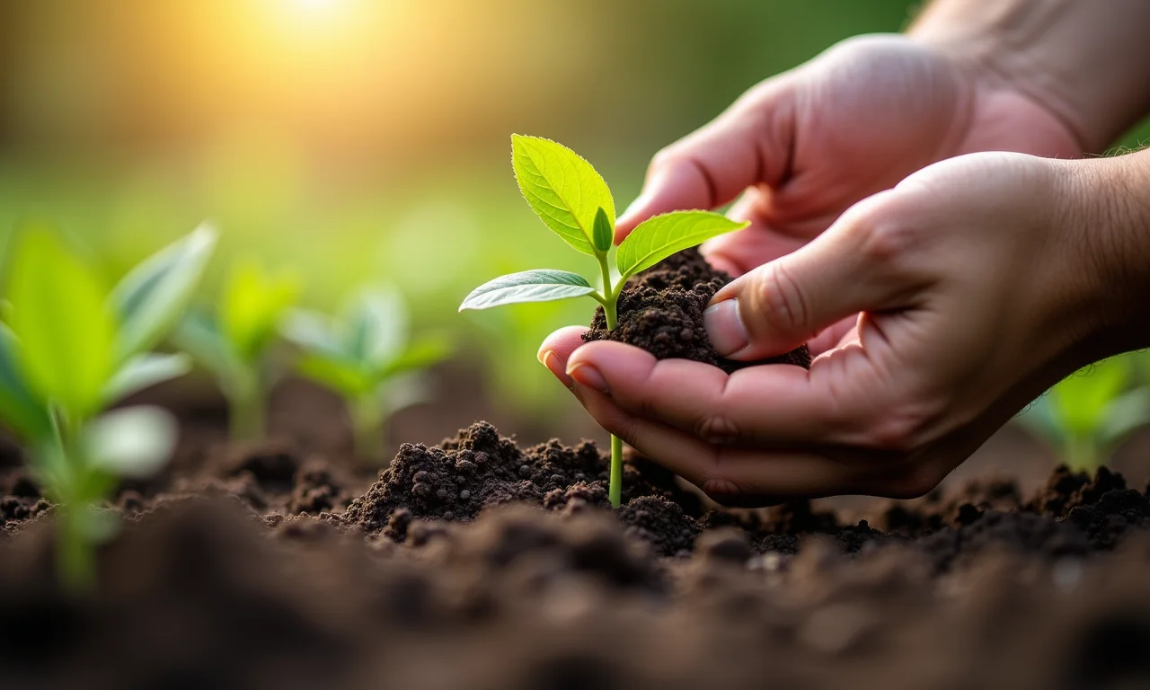 Passo a passo: plantando sementes de chia no solo.