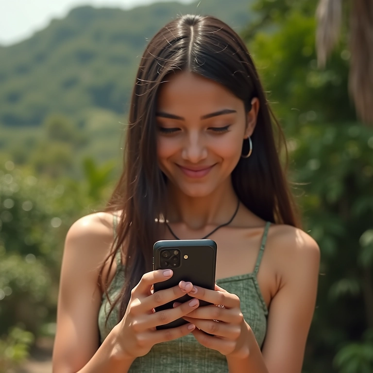 Pessoa utilizando um smartphone Xiaomi ou Redmi com recurso específico.