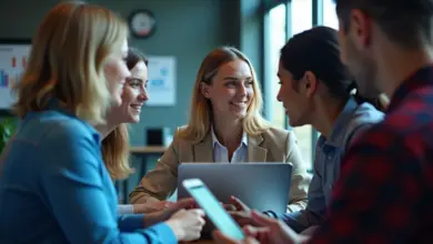 Pessoas analisando dados online de menções de marca positivas