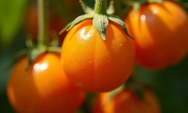 Physalis maduras com orvalho em suas cascas protetoras.