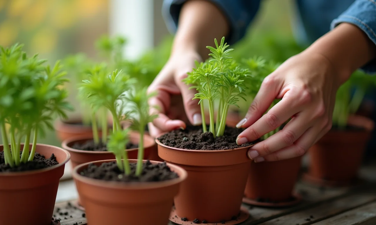 Plantando sementes de funcho passo a passo.
