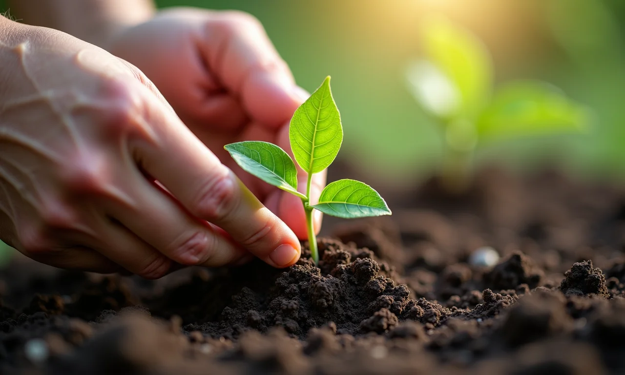 Plantio da muda de abiu.