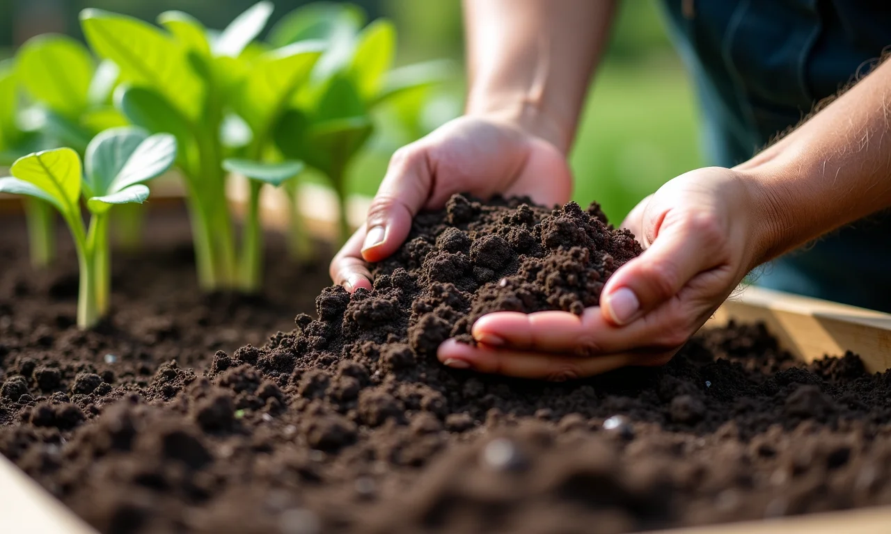 Preparando o solo do canteiro para o plantio de morangos.