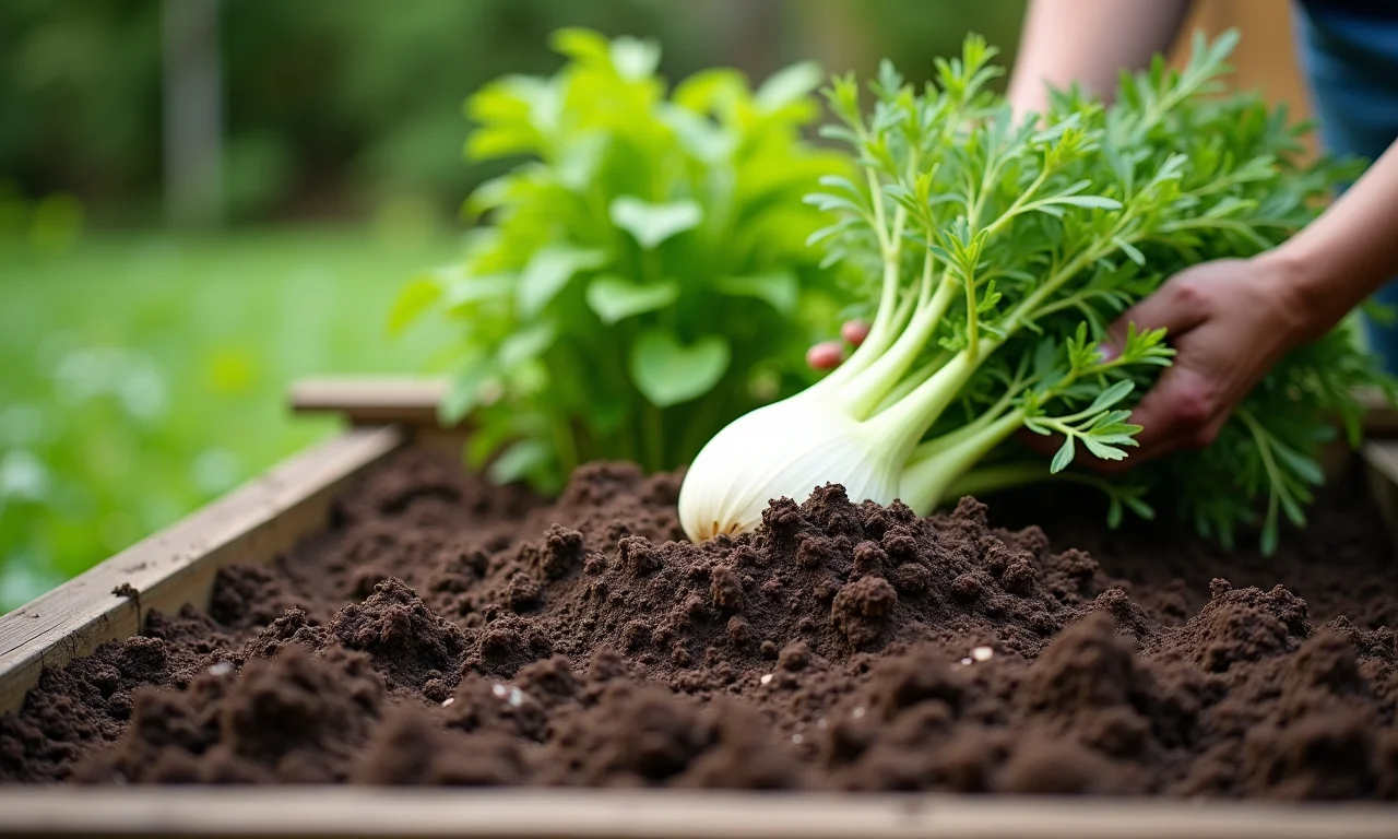 Preparando o solo para plantar funcho.