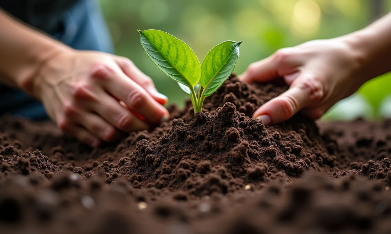 Preparando o substrato perfeito para o plantio da baunilha, com uma rica mistura de solo.