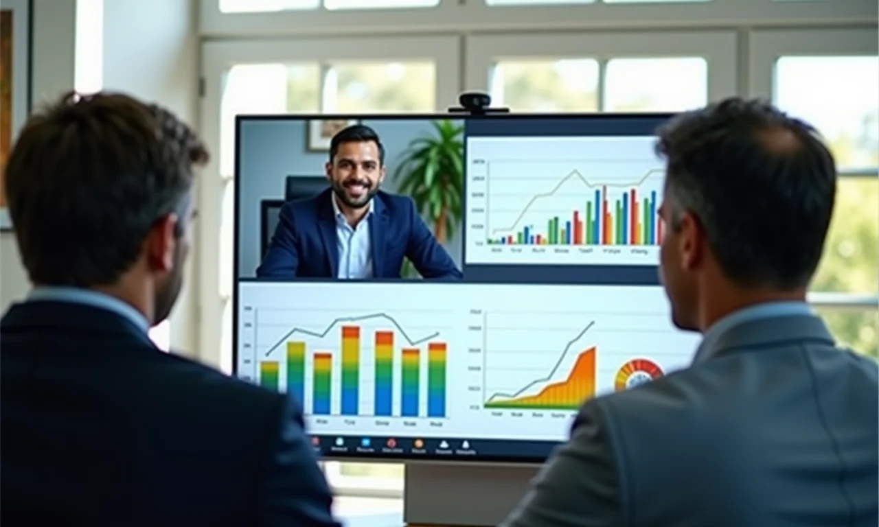 Profissionais do Brasil e da Índia em videoconferência, discutindo o crescimento do comércio entre os países.