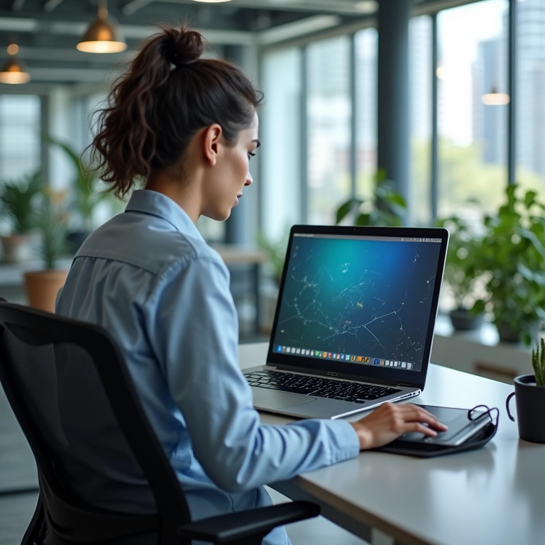 Profissional automatizando tarefas repetitivas com auxílio de IA.