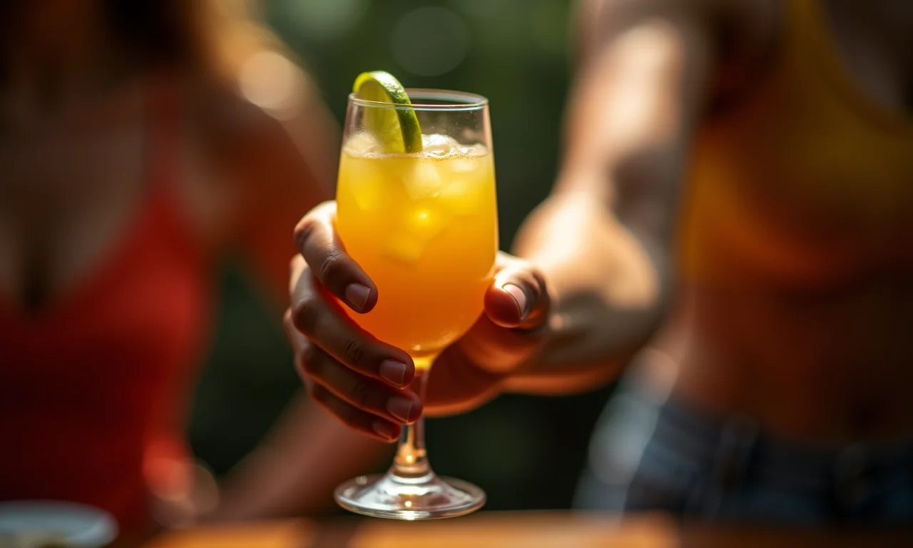 Recusando álcool em uma festa, representando escolhas saudáveis após um término.