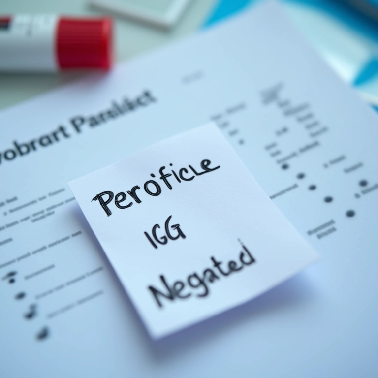 Resultado de exame de sangue mostrando IgM positivo e IgG negativo.