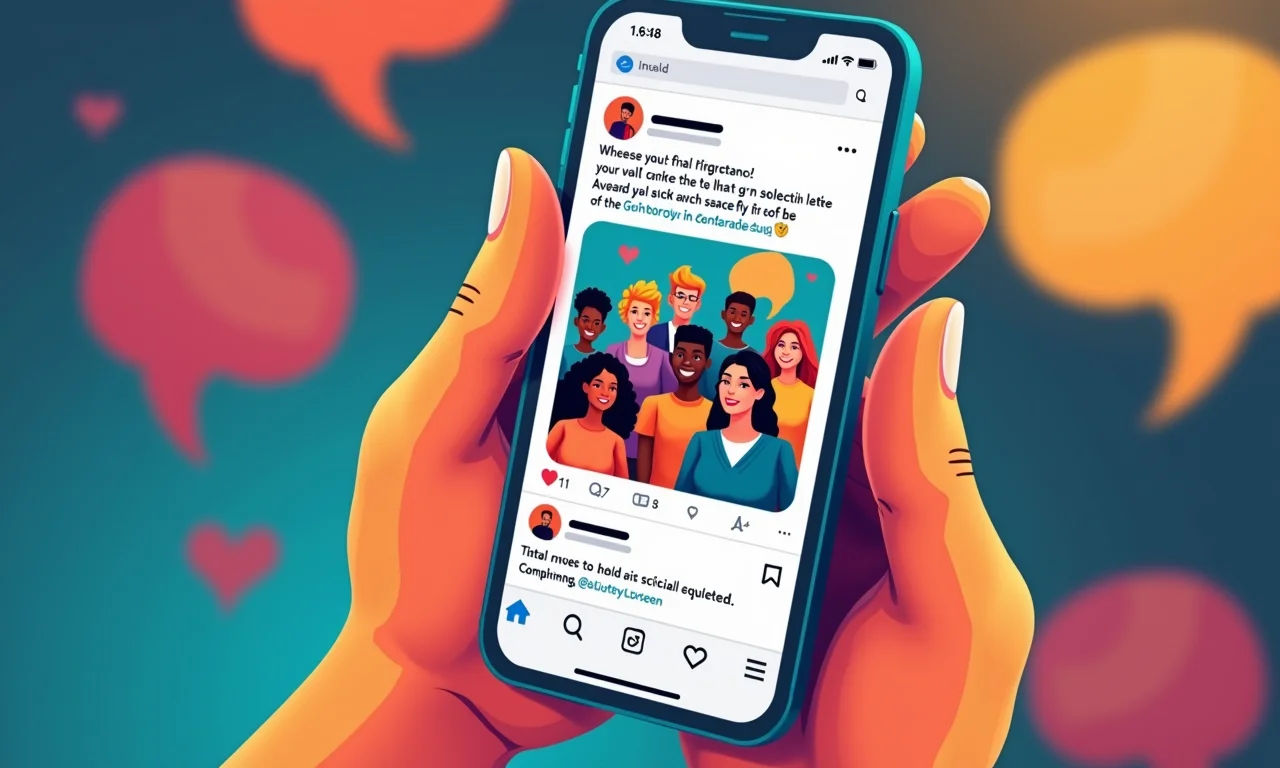 Tela de celular mostrando postagem em rede social com linguagem informal.