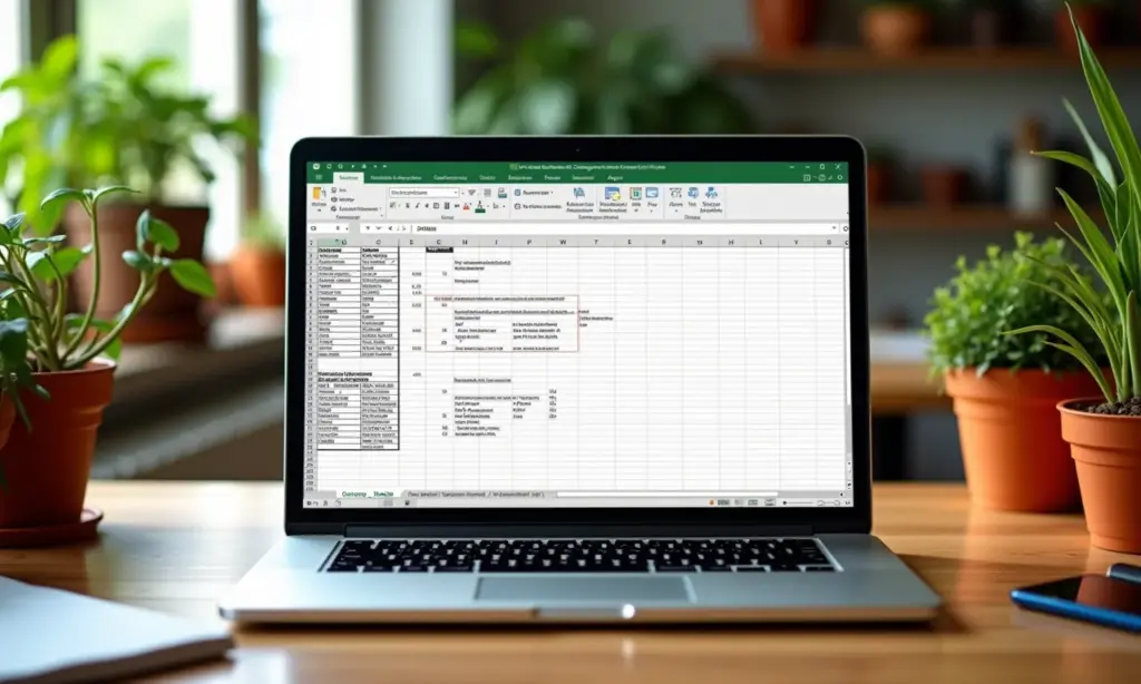Tela de laptop mostrando fórmula PROCV com múltiplas condições em planilha, em um escritório vibrante.
