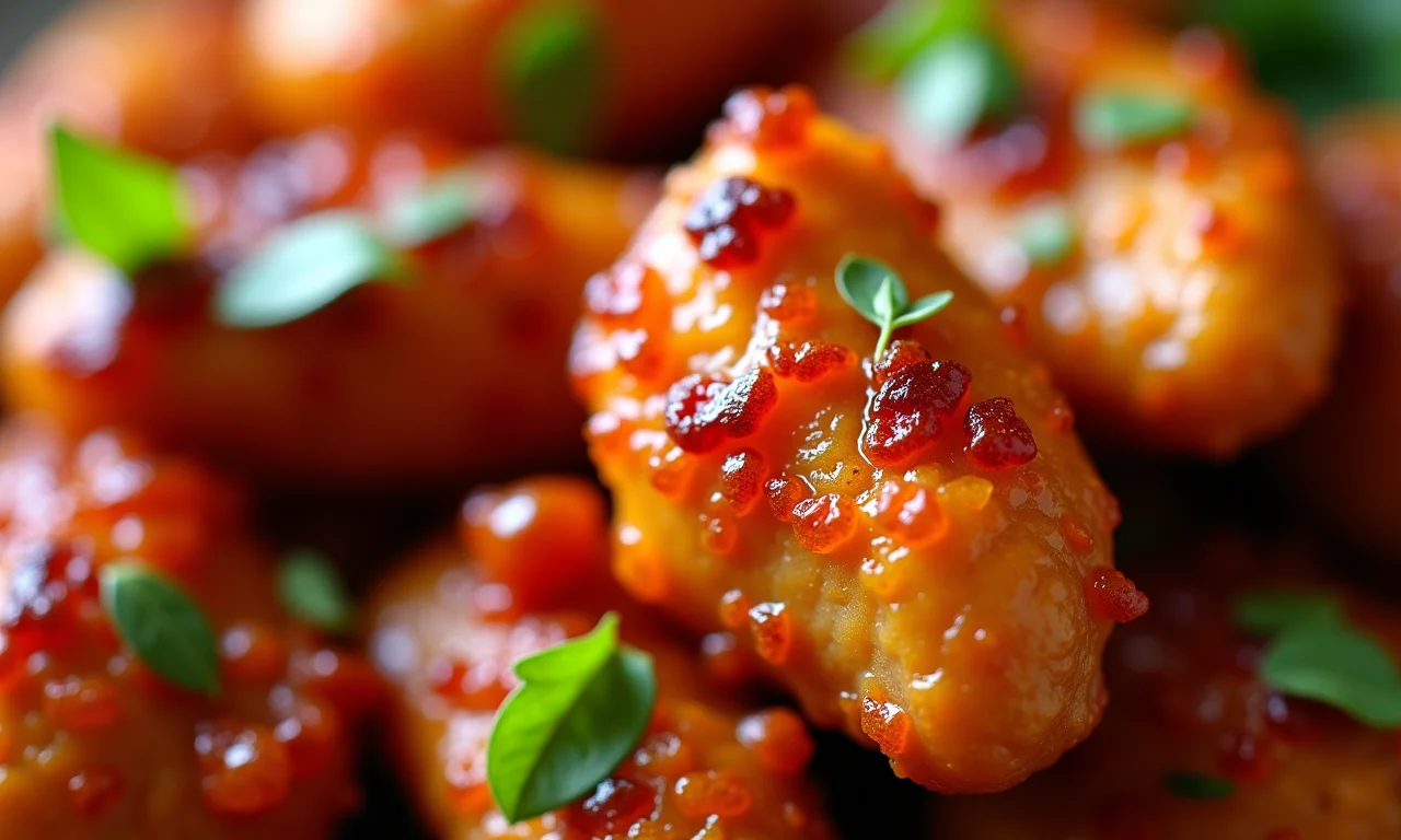 Tiras de sassami marinadas em temperos brasileiros.