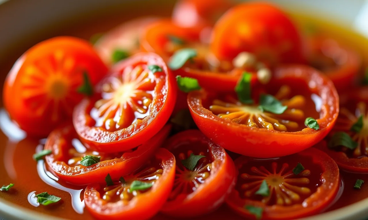 Tomates secos de alta qualidade em azeite e ervas.