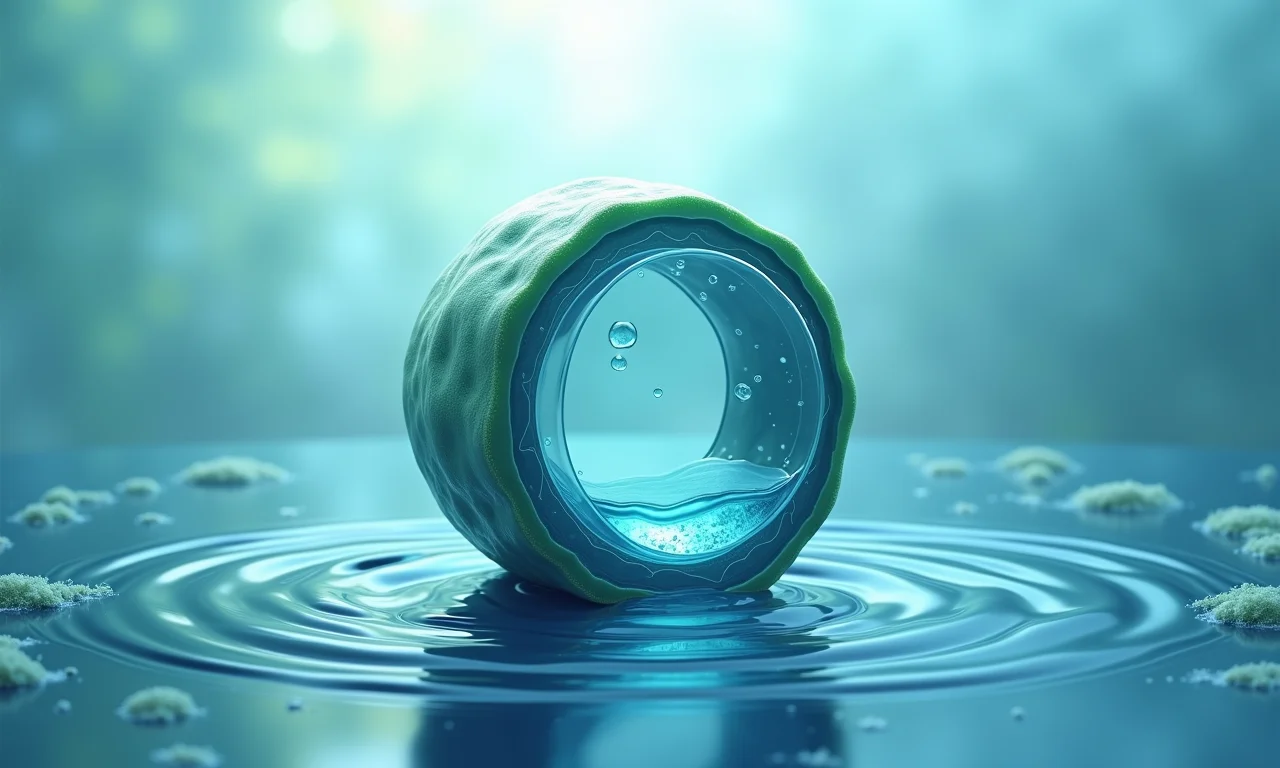 Vacúolo de uma célula vegetal cheio de fluido, demonstrando seu armazenamento.