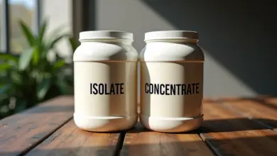 Whey protein isolado e concentrado lado a lado.